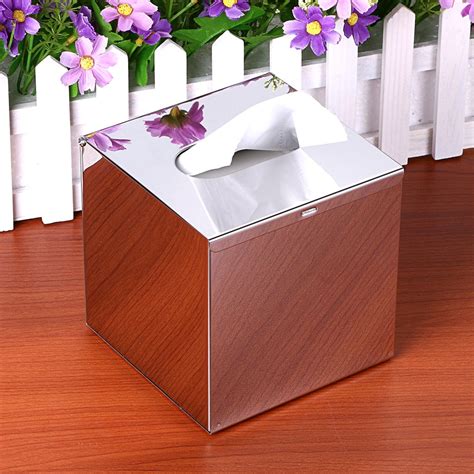 metal tissue box holder in brown|square modern tissue box holder.